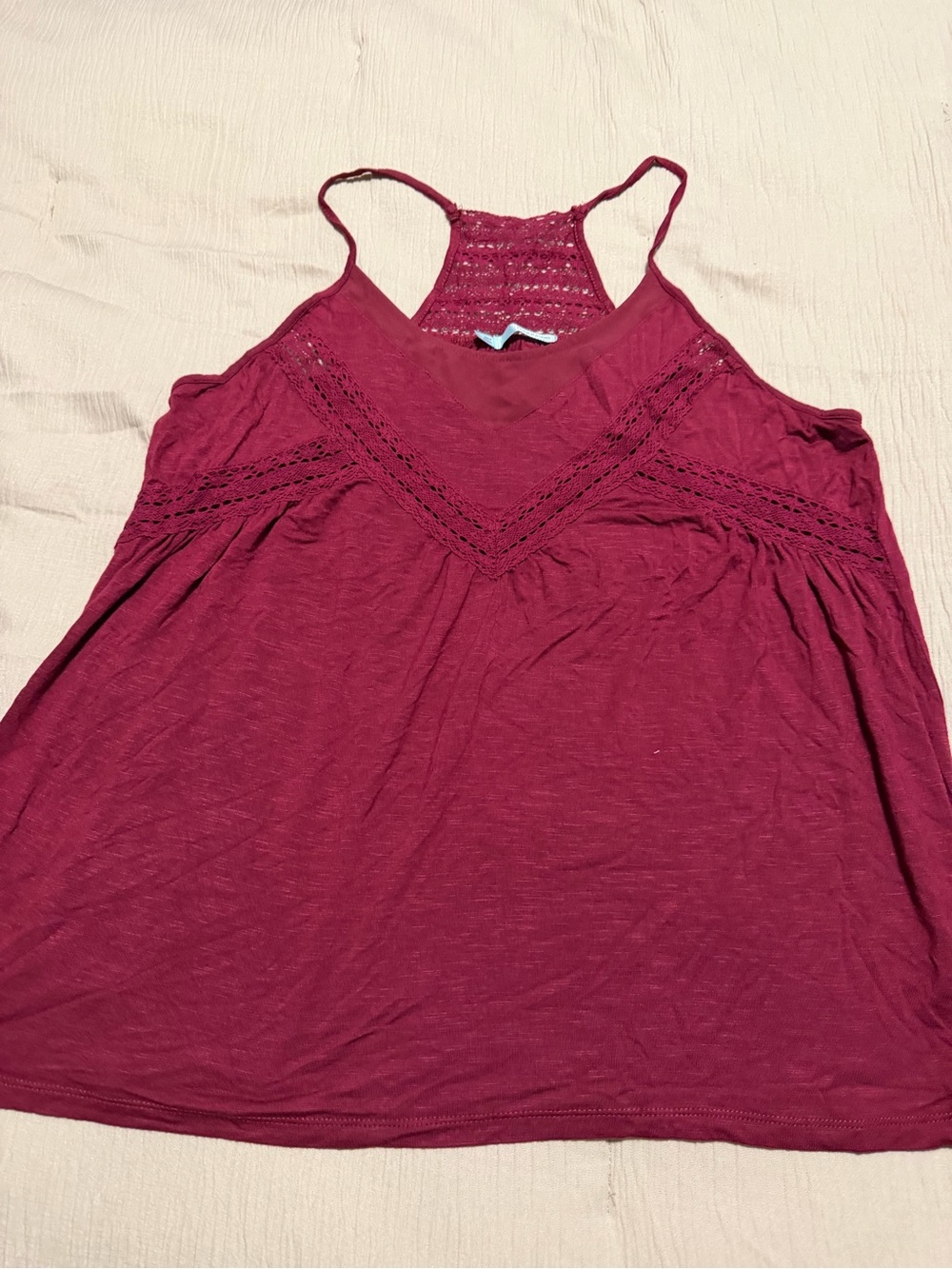 Maurices Burgundy Lace-Trim Halter Style Tank Top